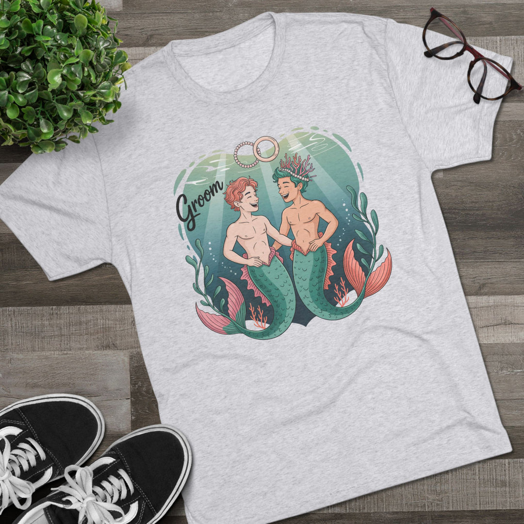 Merman Groom Tee, LGBTQ+ Pride Apparel, Wedding Gift, Unique Couple Shirt