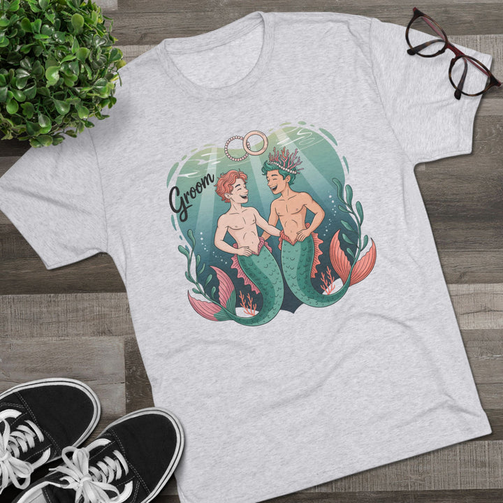 Merman Groom Tee, LGBTQ+ Pride Apparel, Wedding Gift, Unique Couple Shirt