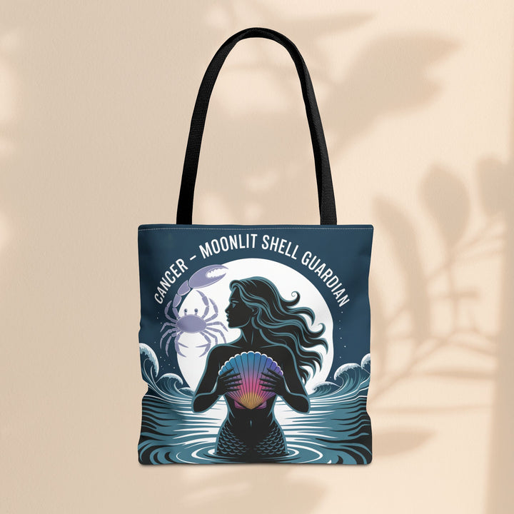 Zodiac Cancer Tote, Astrology-Inspired Tote Bag, Zodiac Gift, Cancer Moonlit Shell Guardian, Eco-Friendly Bag, Gift for Her