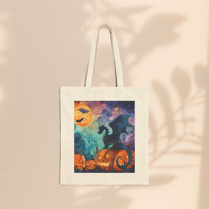 Halloween Dragon Tote Bag, Eco-Friendly Bag, Trick or Treat, Fall Fashion, Spooky Gift, Reusable Shopping Bag