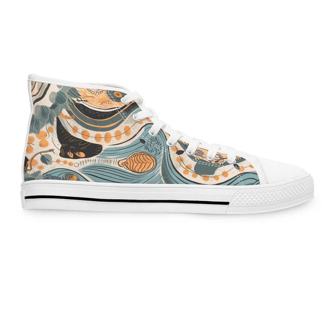 Women's High Top Sneakers - Wave Pattern