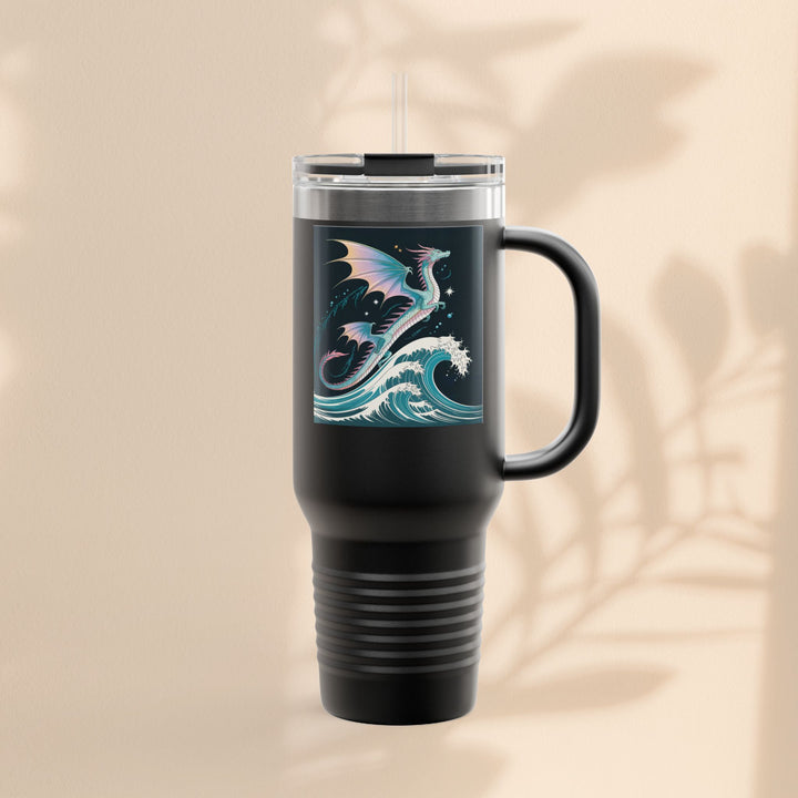 Fantasy-Inspired Insulated Travel Mug, 40oz - Perfect for Adventurers, Dragon and Ocean Lovers, Gift for Birthdays, Travel, and More