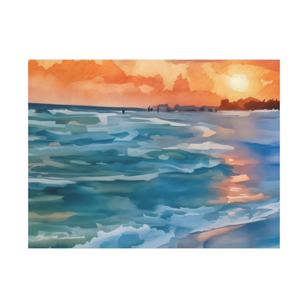 Coastal Sunset Canvas Art – Ocean and Beach Wall Décor