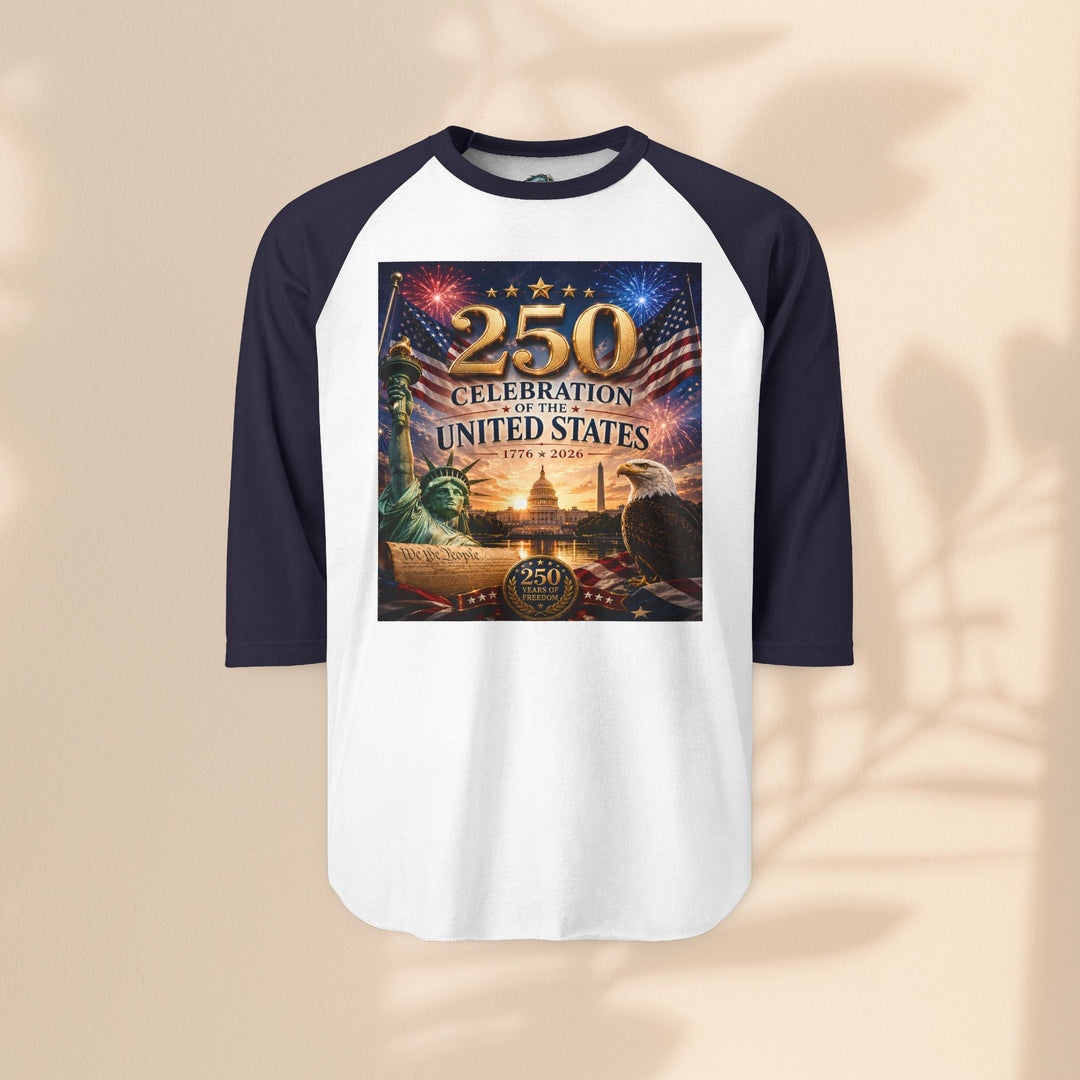 250th United States Celebration Raglan Shirt — Liberty Fireworks Anniversary Tee