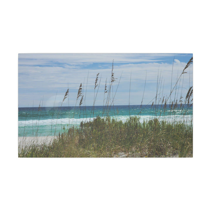 Coastal Dune Beach Canvas Print – Waves and Sea Oats Wall Art