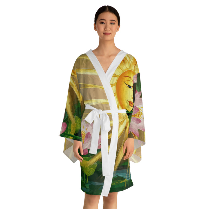 Long Sleeve Kimono Robe (AOP) - Lotus Sun