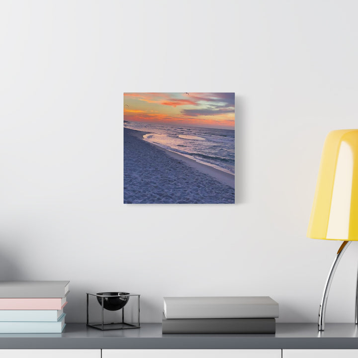 Sunset Beach Matte Stretched Canvas Print