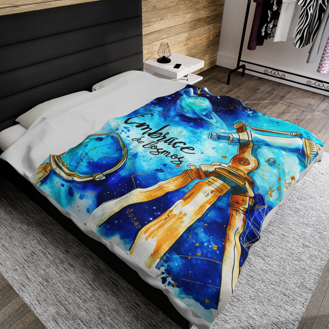 Velveteen Plush Blanket - Embrace the Cosmos