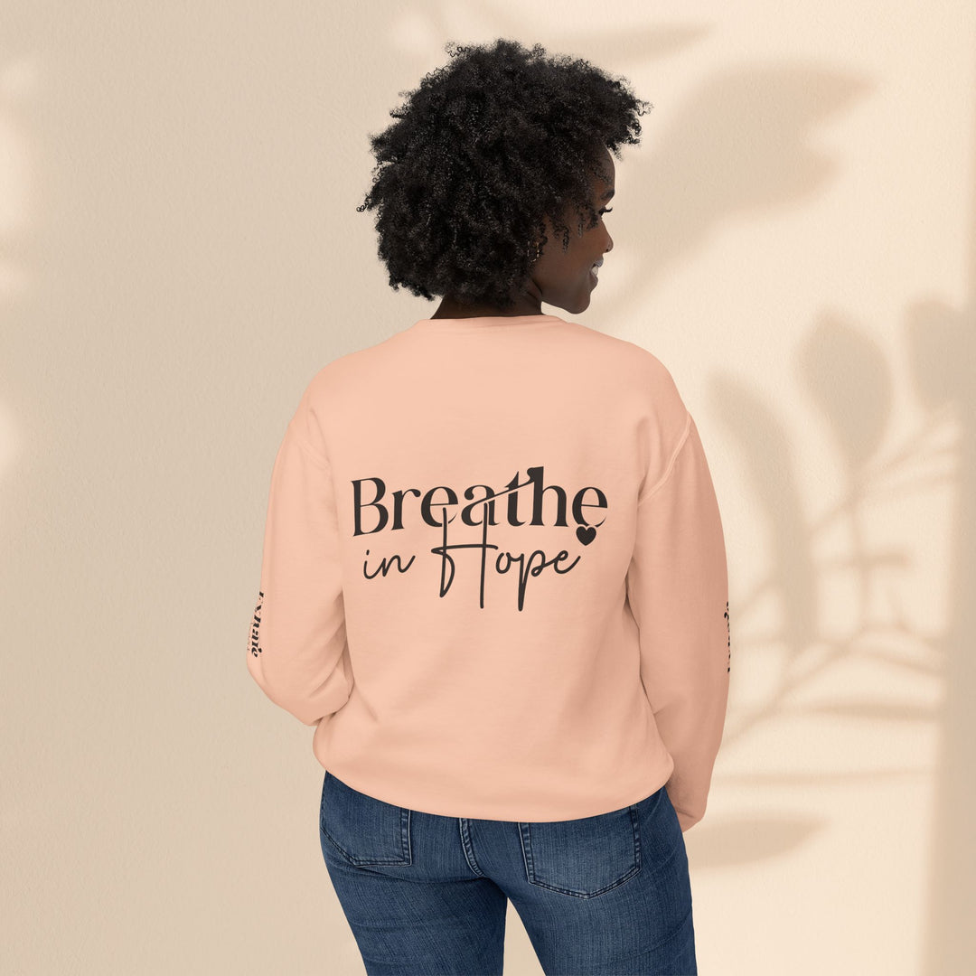 Unisex Lightweight Crewneck Sweatshirt - Breathe in Hope Exhale Worry