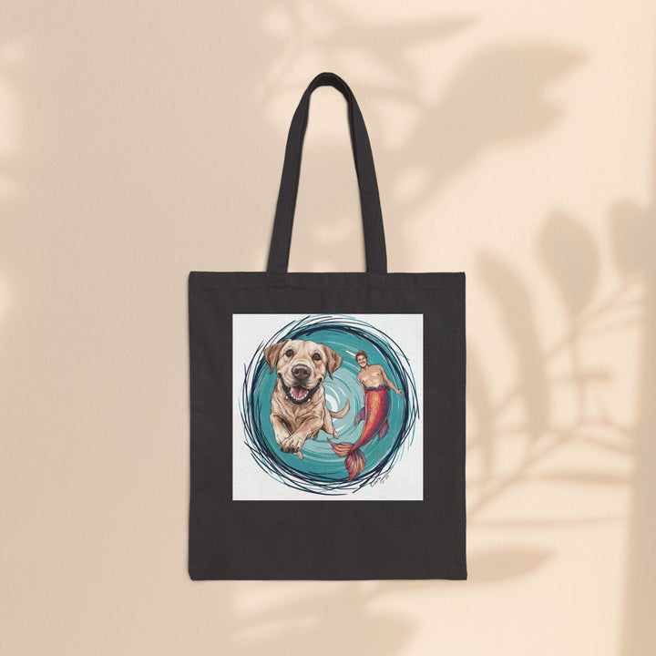 Cotton Canvas Tote Bag - Merman and His Dog