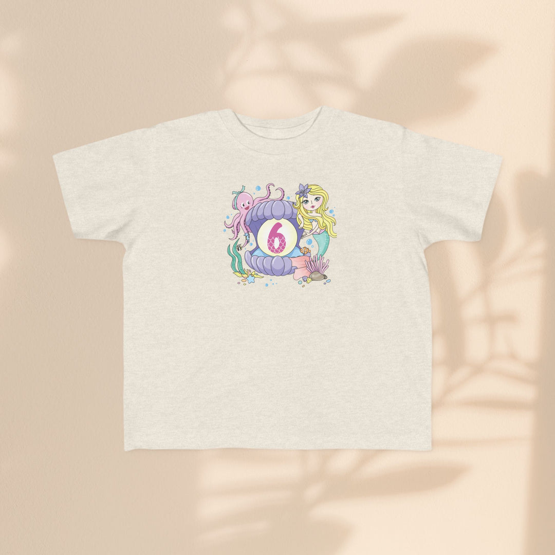 Age 6 Toddler Tee with Mermaid & Octopus Design - Birthday Celebration, Gifts for Ages 6