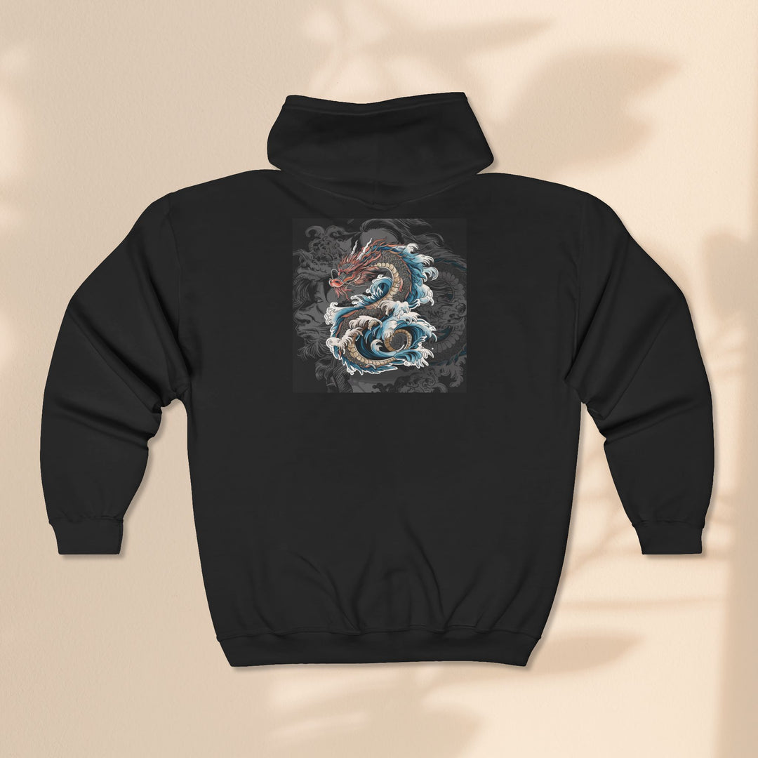 Dragon Wave Zip Hoodie - Unisex Heavy Blend Zip Up