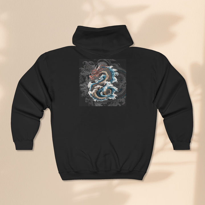 Dragon Wave Zip Hoodie - Unisex Heavy Blend Zip Up
