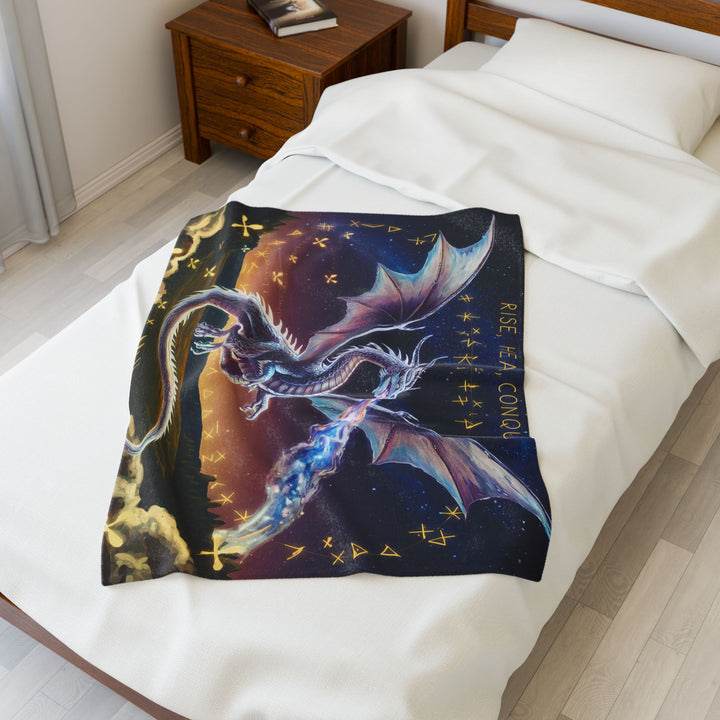 Fantasy Dragon Velveteen Plush Blanket - Rise, Heal, Conquer