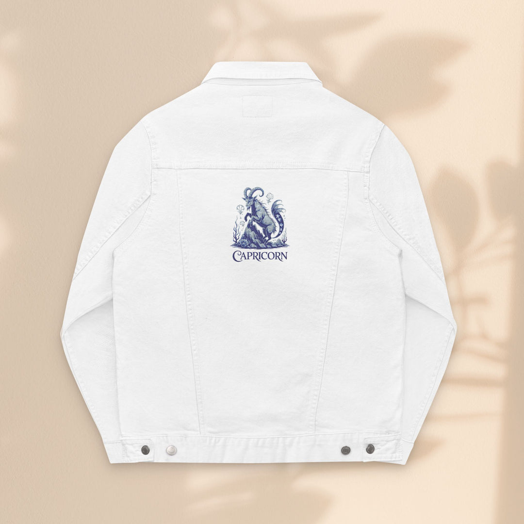 Capricorn Embroidery Denim Jacket – Trendy Unisex Casual Wear & Zodiac Gift