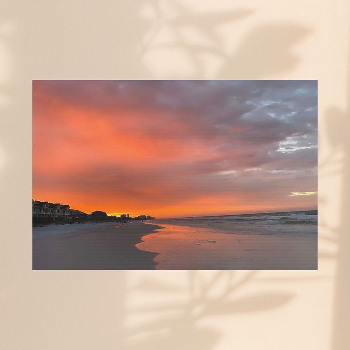 Sunset Beach Satin Stretched Canvas Wall Art