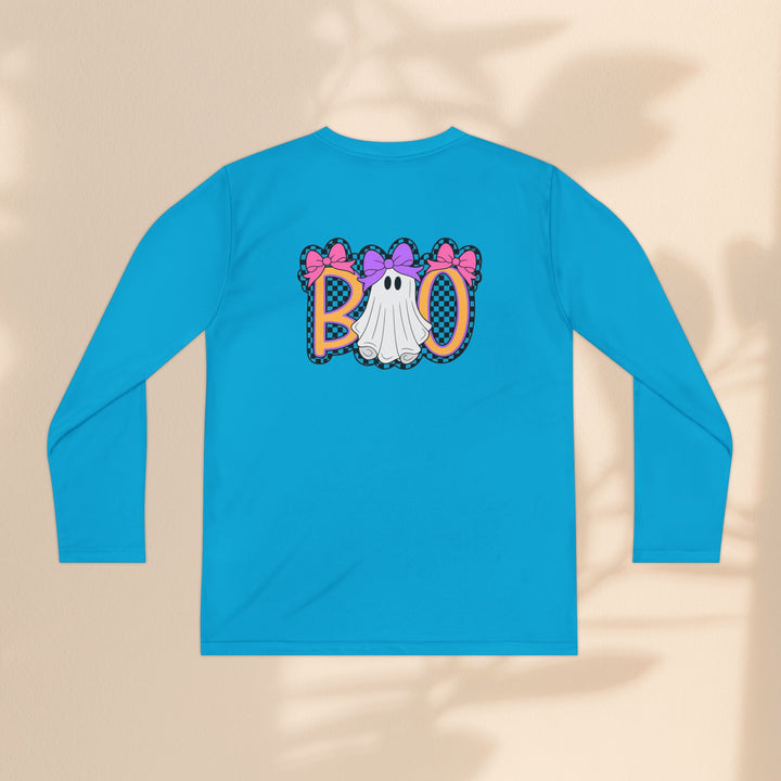 Youth Ghost Boo Tee – Kids Halloween Long Sleeve Shirt for Trick-or-Treating & Fall Parties