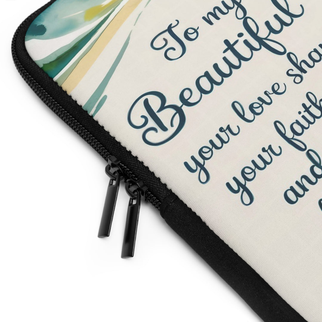 Beautiful Mother Laptop Sleeve - Inspirational Gift for Mom, Beach Design, Protective Case