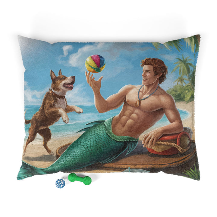 Merman Playing Ball With His Dog Pet Bed