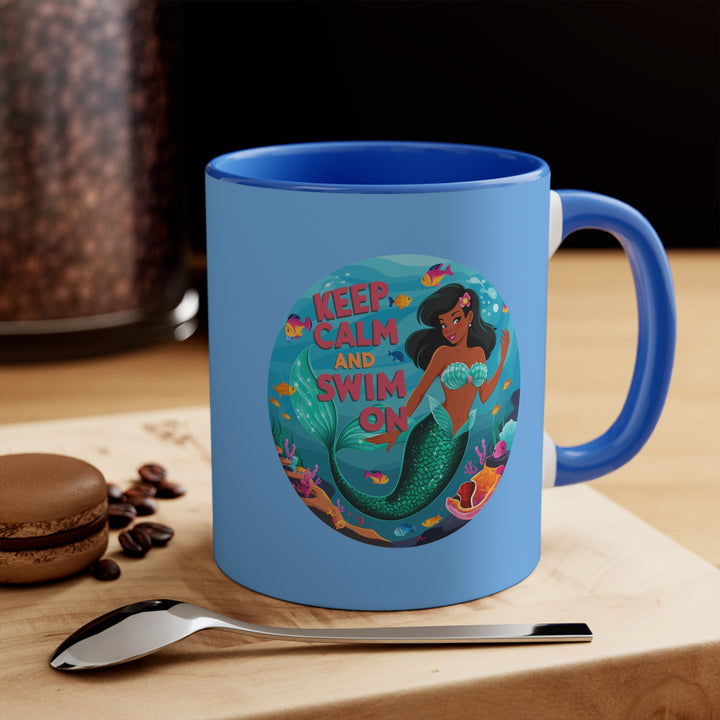 11oz Accent Mug - Keep Calm Swim On