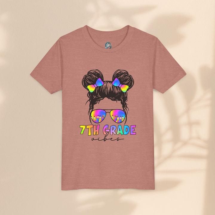 Rainbow 7th Grade Vibes Tee, Fun Youth T-Shirt, Back to School Fashion, Kids Graphic Tee, Teen Birthday Gift, Colorful Kids Wear