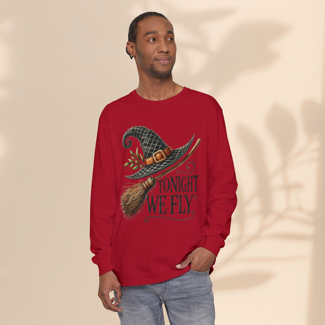 Tonight We Fly - Whimsical Witch Halloween Long Sleeve T-Shirt