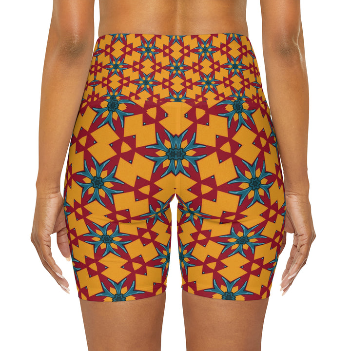 High Waisted Yoga Shorts - Conquering Dragon Pattern