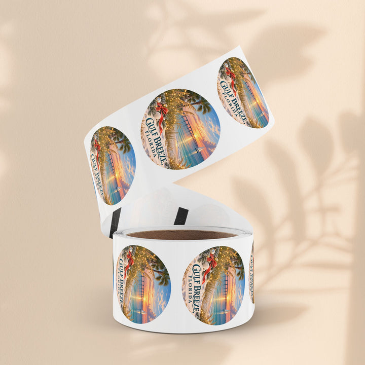 Gulf Breeze Florida Sticker Roll – Scenic Beach Souvenir Labels