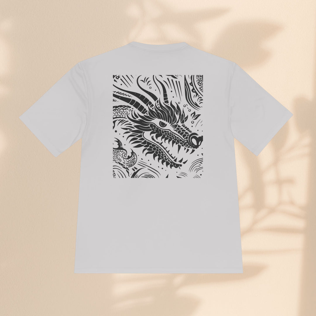 Unisex Moisture Wicking Tee - Dragon Black and White