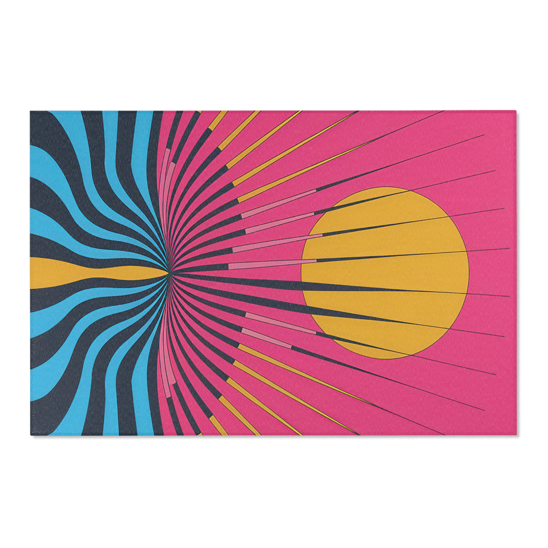 Vibrant Area Rug with Retro Sunburst Design, Hope Rising