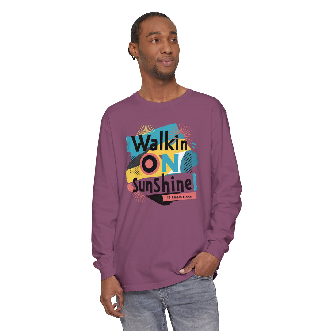 Unisex Garment-dyed Long Sleeve T-Shirt - Walking On Sunshine