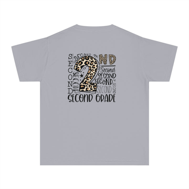 Fun Second Grade Leopard Print Youth Tee, Kids Birthday Shirt, Back to School Apparel, Birthday Gift, Animal Print T-Shirt