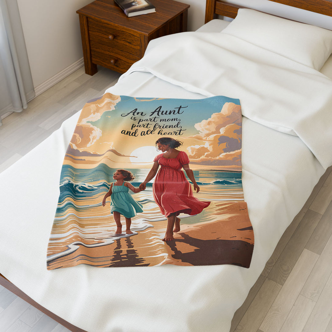 Velveteen Plush Blanket - Aunt & Niece Beach Throw Blanket with Heartwarming Quote