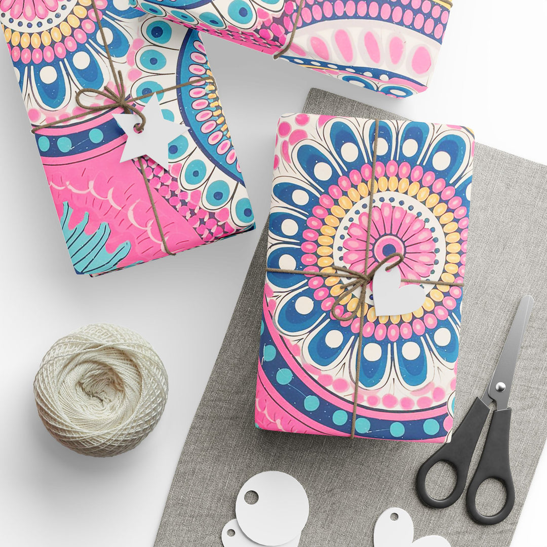 Vibrant Bohemian Wrapping Paper, Colorful Gift Wrap, Party Supplies, Eco-Friendly Wrapping, Unique Gift Presentation