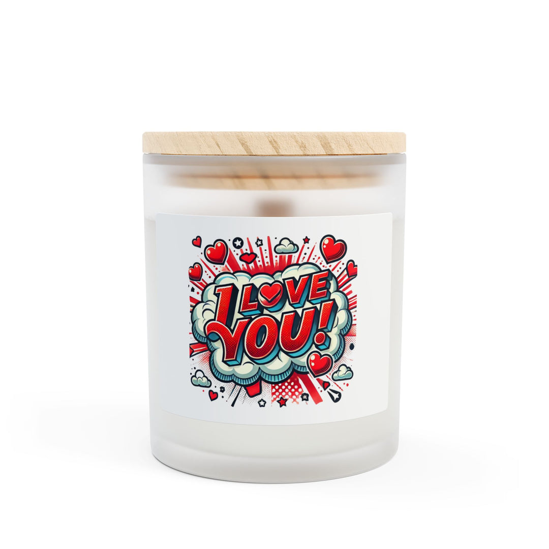 Frosted Glass Candle, 11oz - I Love You