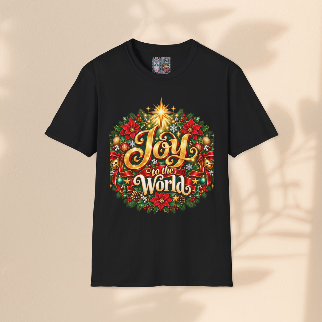 Joy to the World Christmas T-Shirt — Festive Wreath Holiday Tee