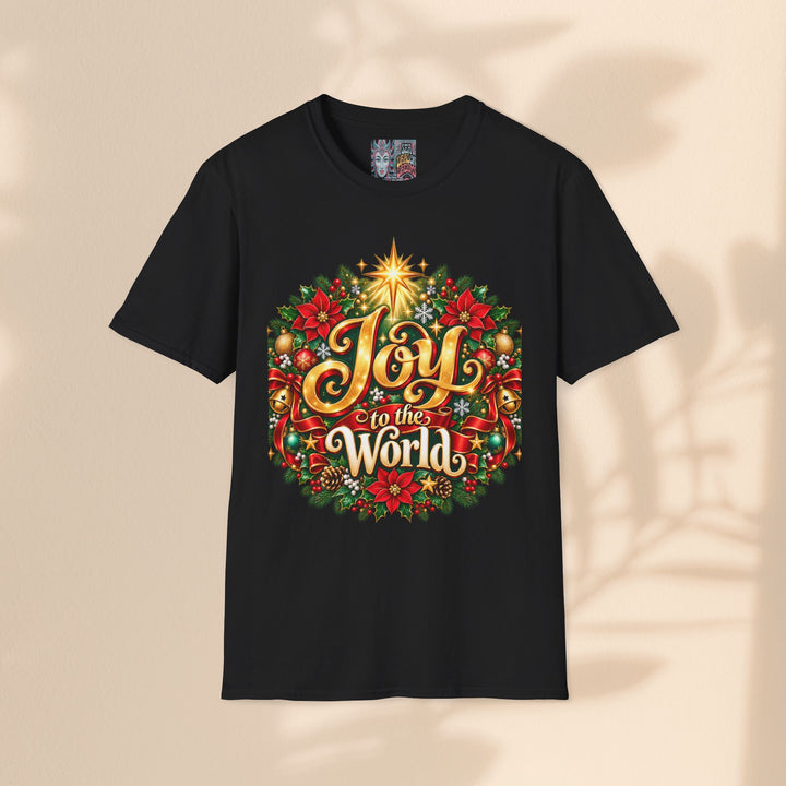 Joy to the World Christmas T-Shirt — Festive Wreath Holiday Tee