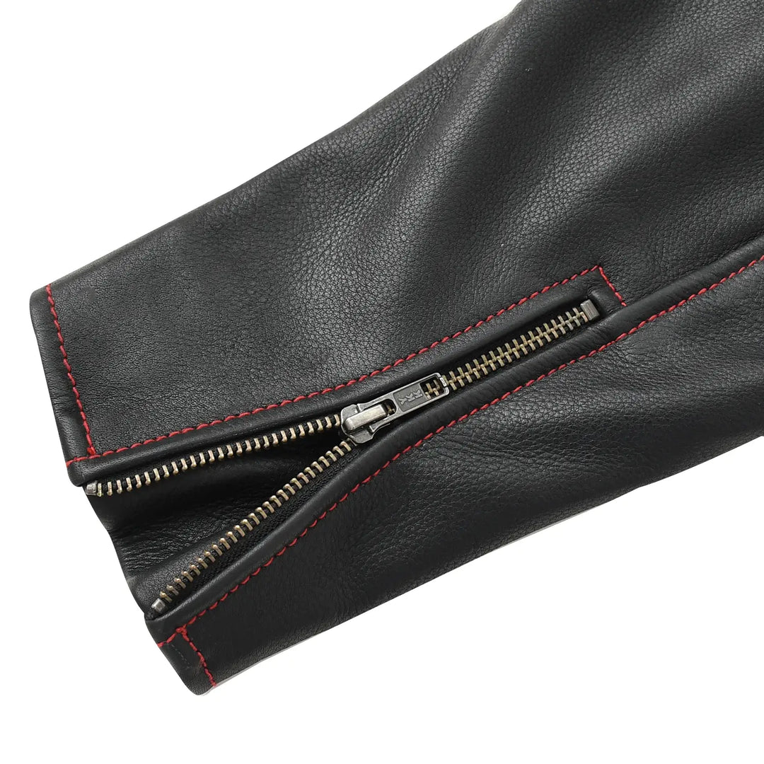 Redstrike Men’s Red & Black Leather Motorcycle Jacket