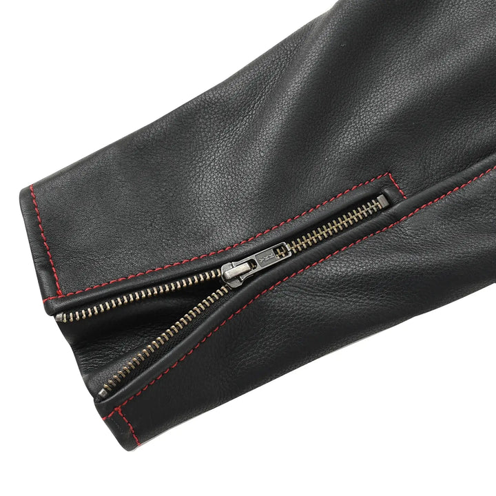 Redstrike Men’s Red & Black Leather Motorcycle Jacket