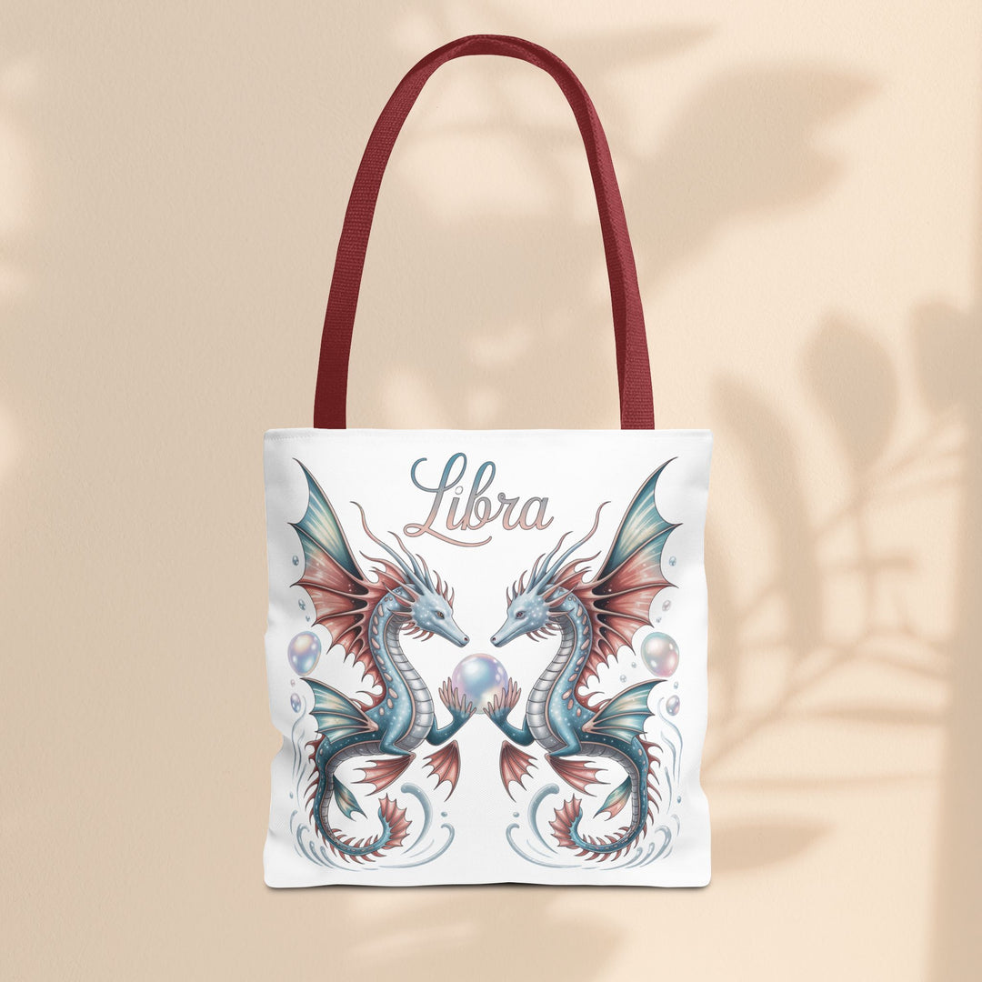 Libra Dragon Tote Bag, Zodiac Sign Tote, Astrological Gift, Fantasy Art Shopper, Unique Astrology Carryall