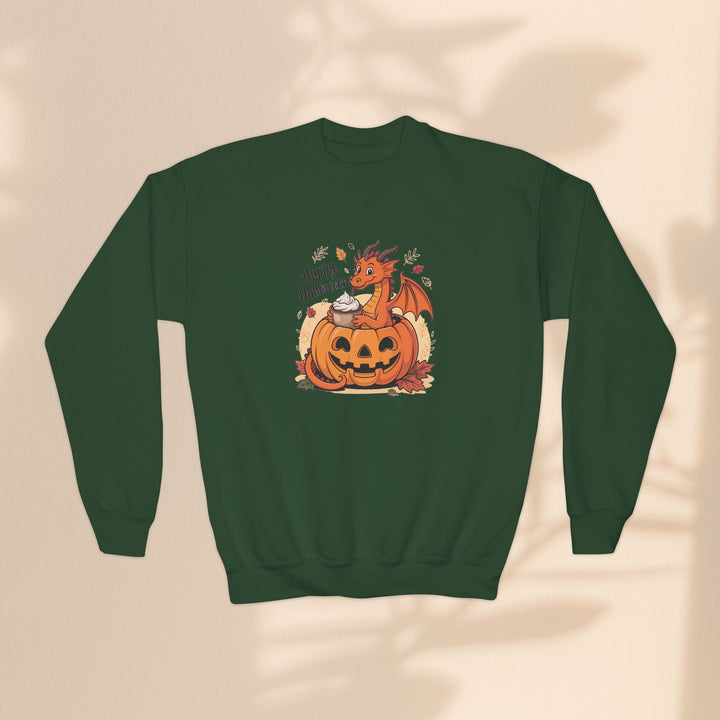 Halloween Pumpkin Dragon Youth Crewneck Sweatshirt
