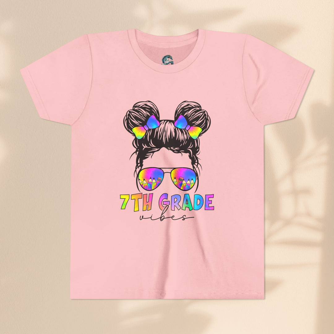 Rainbow 7th Grade Vibes Tee, Fun Youth T-Shirt, Back to School Fashion, Kids Graphic Tee, Teen Birthday Gift, Colorful Kids Wear