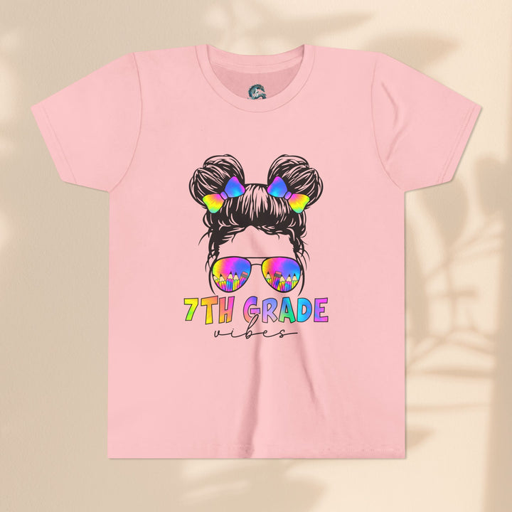 Rainbow 7th Grade Vibes Tee, Fun Youth T-Shirt, Back to School Fashion, Kids Graphic Tee, Teen Birthday Gift, Colorful Kids Wear