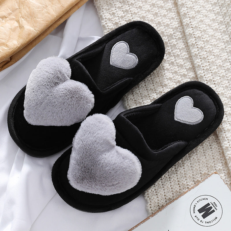 Valentine's Day Fluffy Heart Slippers | Cozy Winter House Shoes
