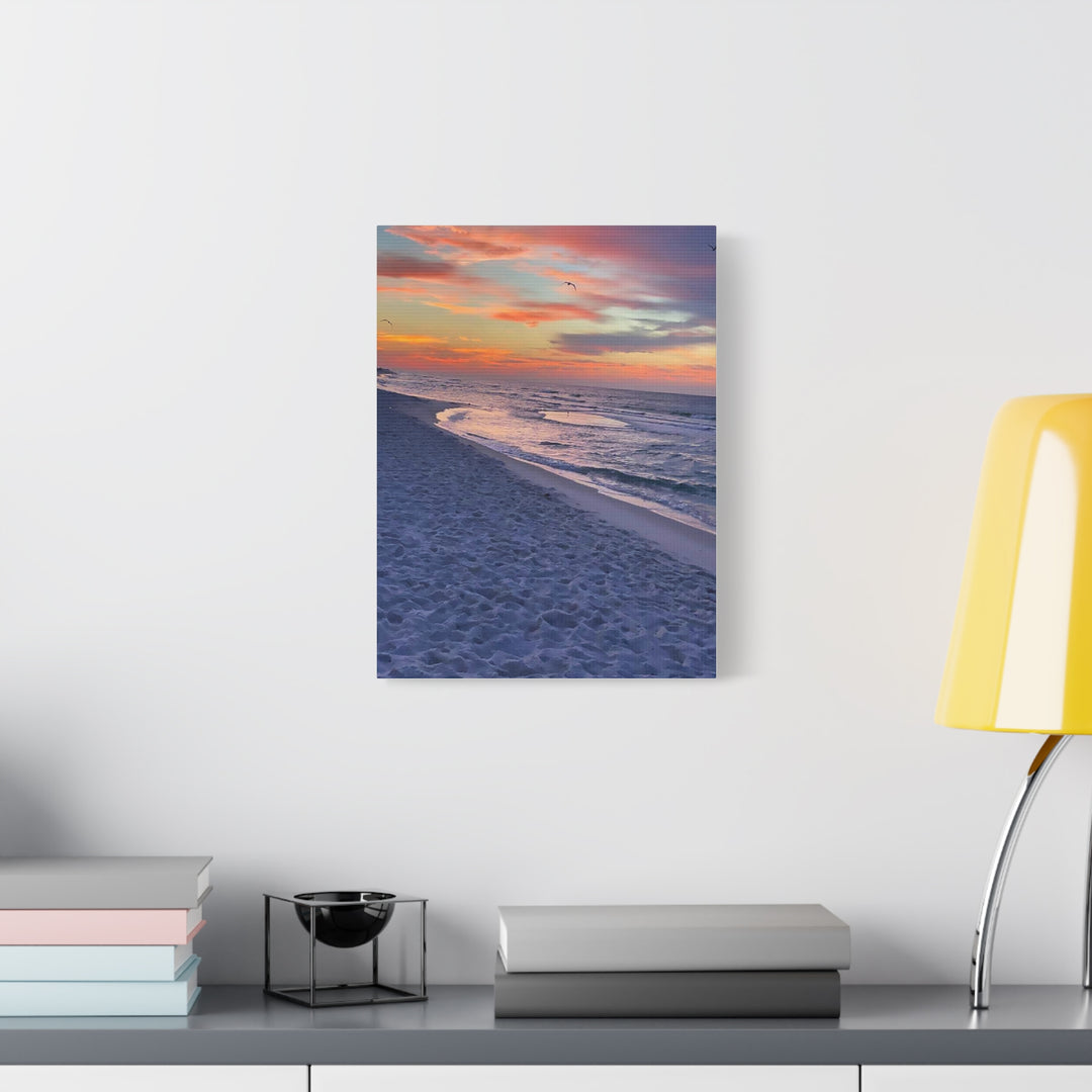 Sunset Beach Matte Stretched Canvas Print