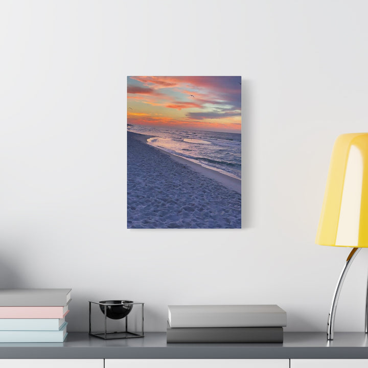 Sunset Beach Matte Stretched Canvas Print