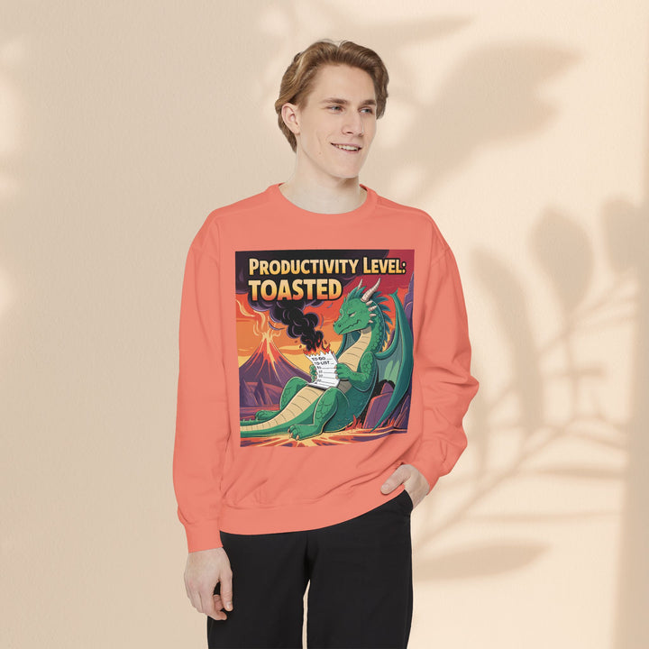 Toasted Productivity Level Dragon Sweatshirt, Cozy Gift, Funny Sweatshirt, Fantasy Apparel, Dragon Lover Clothing, Work From Home Style