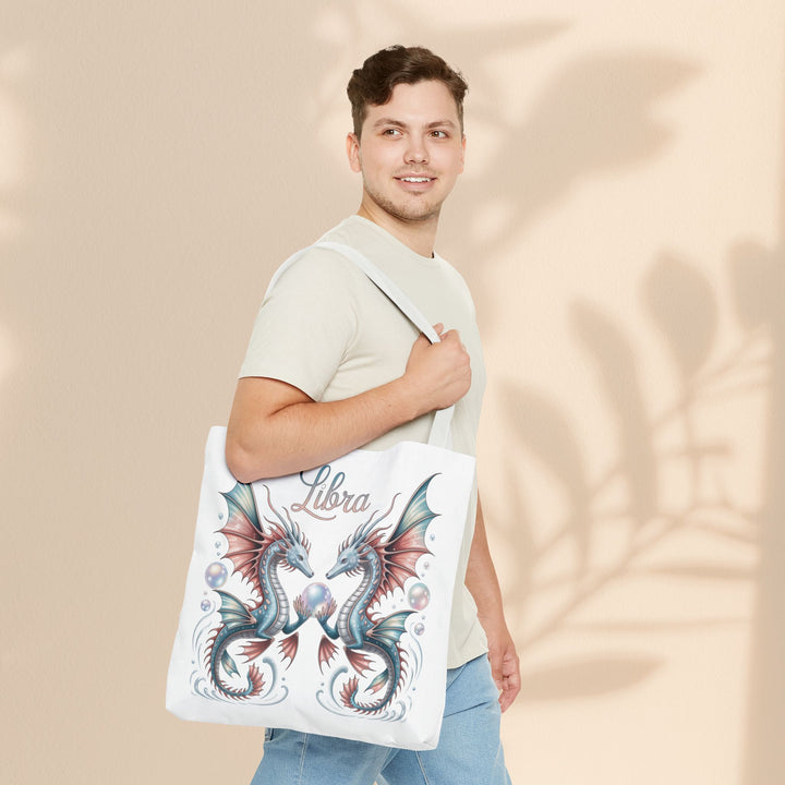 Libra Dragon Tote Bag, Zodiac Sign Tote, Astrological Gift, Fantasy Art Shopper, Unique Astrology Carryall