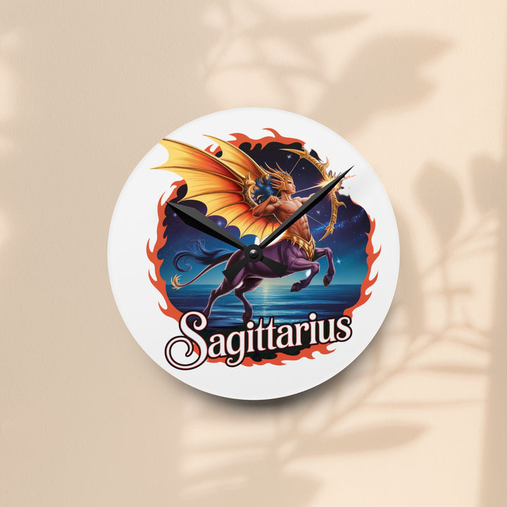Sagittarius Acrylic Wall Clock — Zodiac Archer Centaur Design