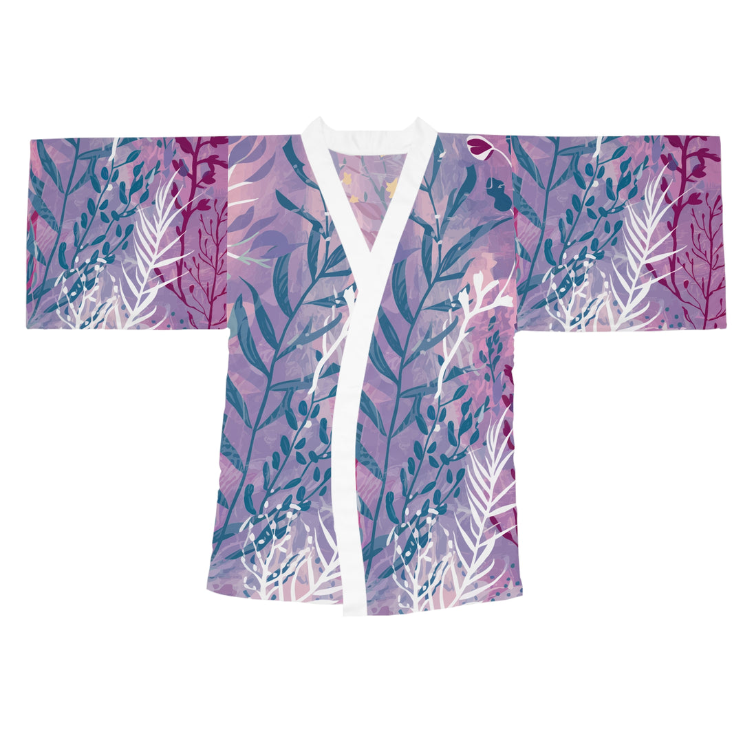 Long Sleeve Kimono Robe (AOP) - Purple Seaweed